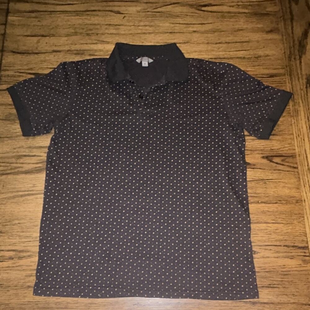 Planet B Men's Black Polka Dot Polo Shirt Short Sleeve 60% Cotton Size Medium